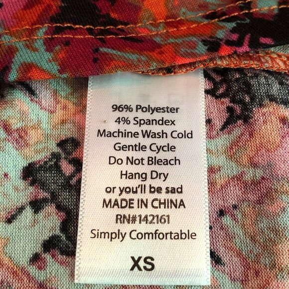 LuLaRoe RETIRED Irma Women's XS Multicolored Abstract Mid-Length Sleeves NWT - Picture 9 of 10